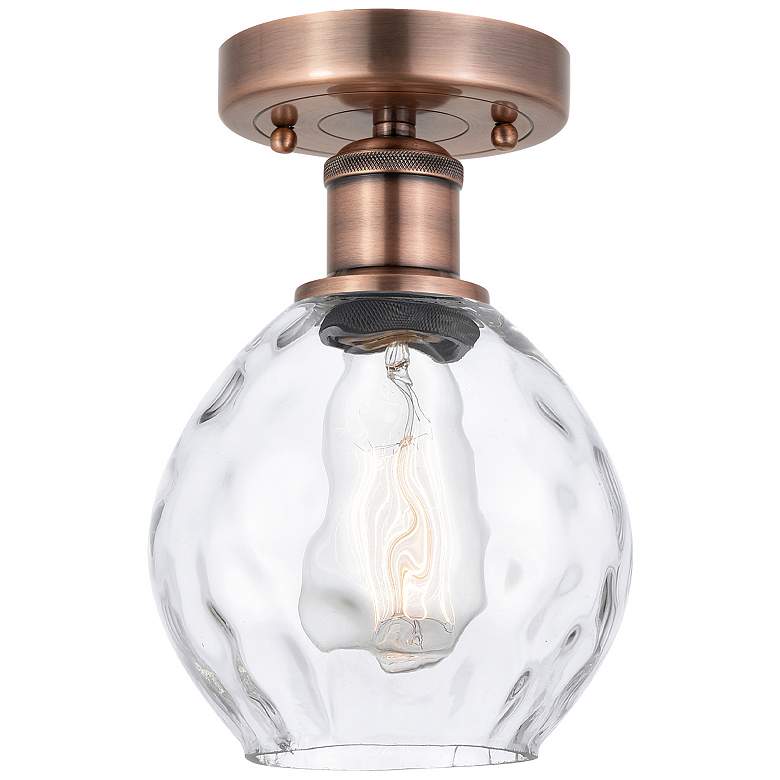 Image 1 Waverly 6" Wide Antique Copper Semi.Flush Mount With Clear Glass Shade