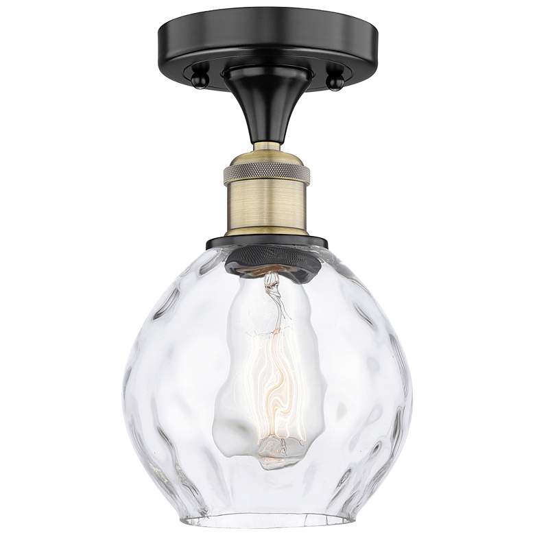 Image 1 Waverly 6" Wide Black Antique Brass Semi.Flush Mount With Clear Glass