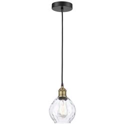 Waverly 6&quot; Wide Black Brass Corded Mini Pendant With Clear Shade