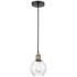 Waverly 6" Wide Black Brass Corded Mini Pendant With Clear Shade