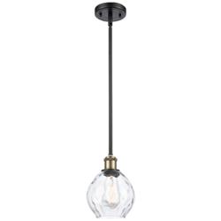 Waverly 6" Wide Black Brass Stem Hung Mini Pendant w/ Clear Shade