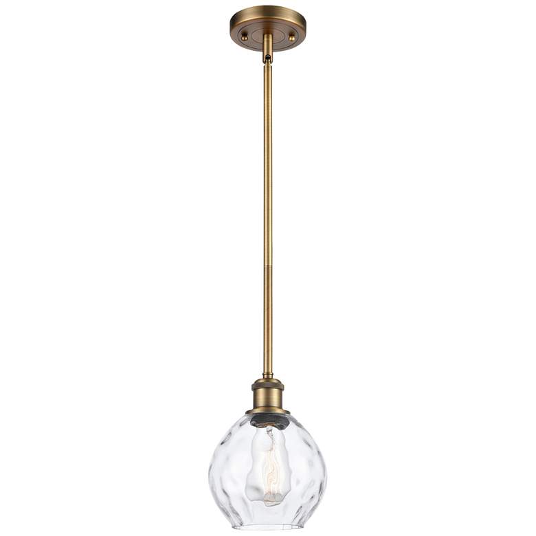 Image 1 Waverly 6" Wide Brushed Brass Stem Hung Mini Pendant w/ Clear Shade