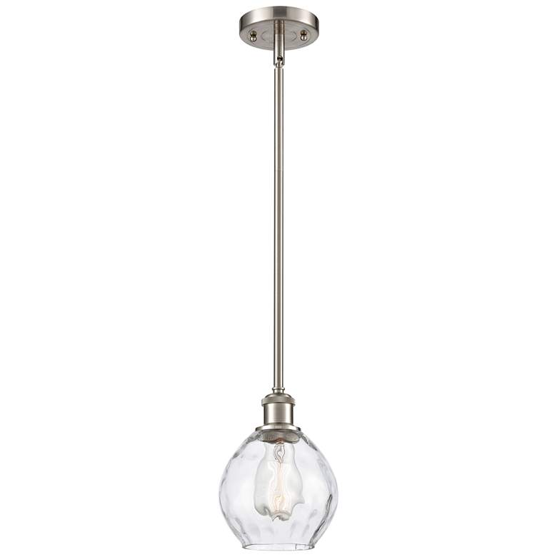 Image 1 Waverly 6" Wide Brushed Satin Nickel Stem Hung Mini Pendant w/ Clear S