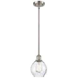 Waverly 6" Wide Brushed Satin Nickel Stem Hung Mini Pendant w/ Clear S