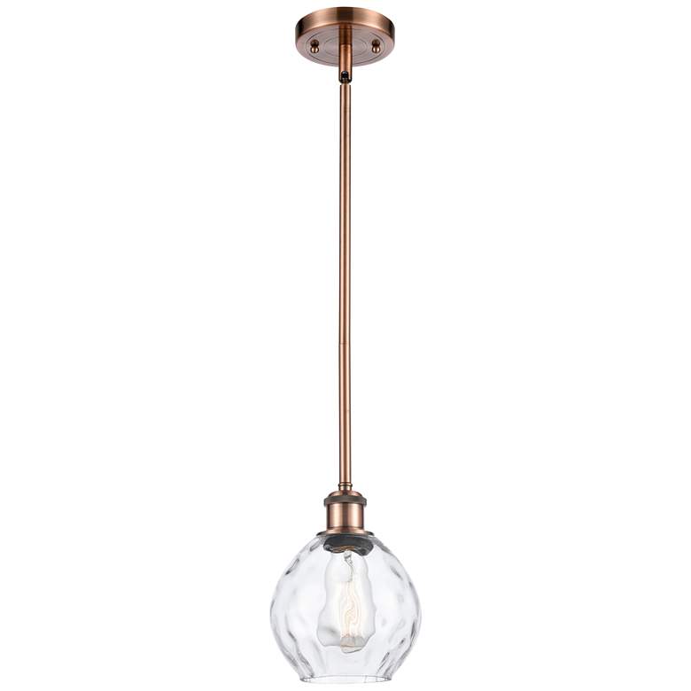 Image 1 Waverly 6 inch Wide Copper Stem Hung Mini Pendant w/ Clear Shade