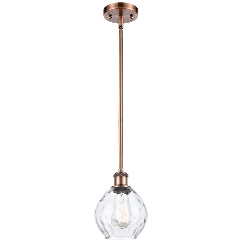 Image 1 Waverly 6" Wide Copper Stem Hung Mini Pendant w/ Clear Shade