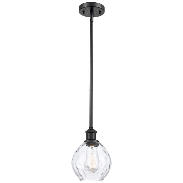 Image 1 Waverly 6" Wide Matte Black Stem Hung Mini Pendant w/ Clear Shade