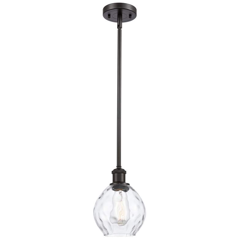 Image 1 Waverly 6" Wide Oil Rubbed Bronze Stem Hung Mini Pendant w/ Clear Shad