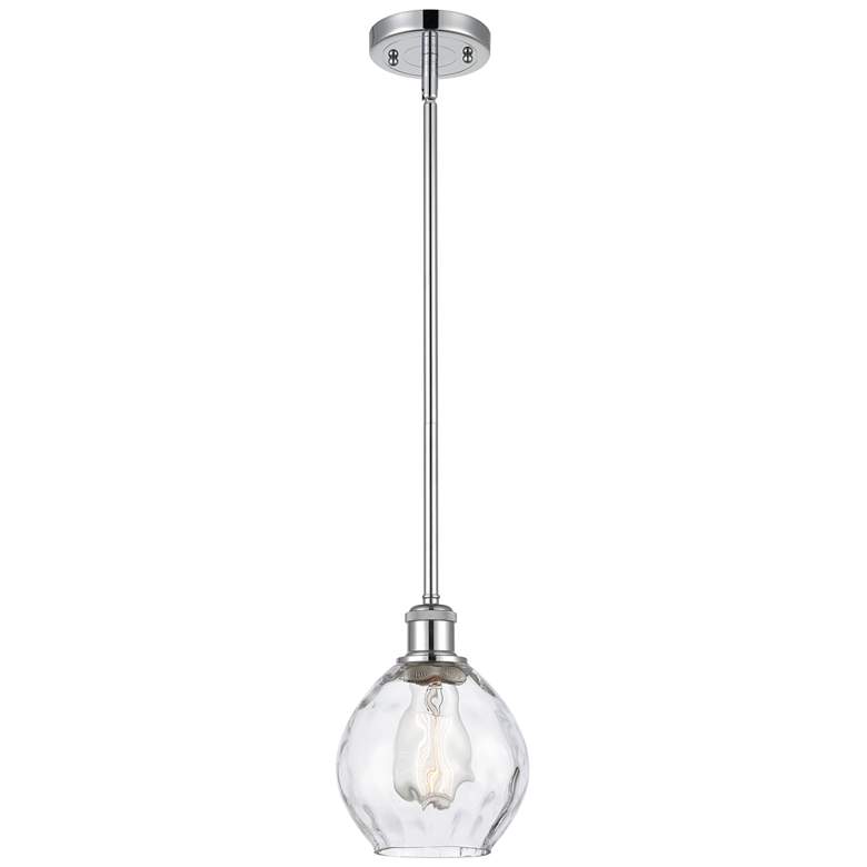 Image 1 Waverly 6" Wide Polished Chrome Stem Hung Mini Pendant w/ Clear Shade