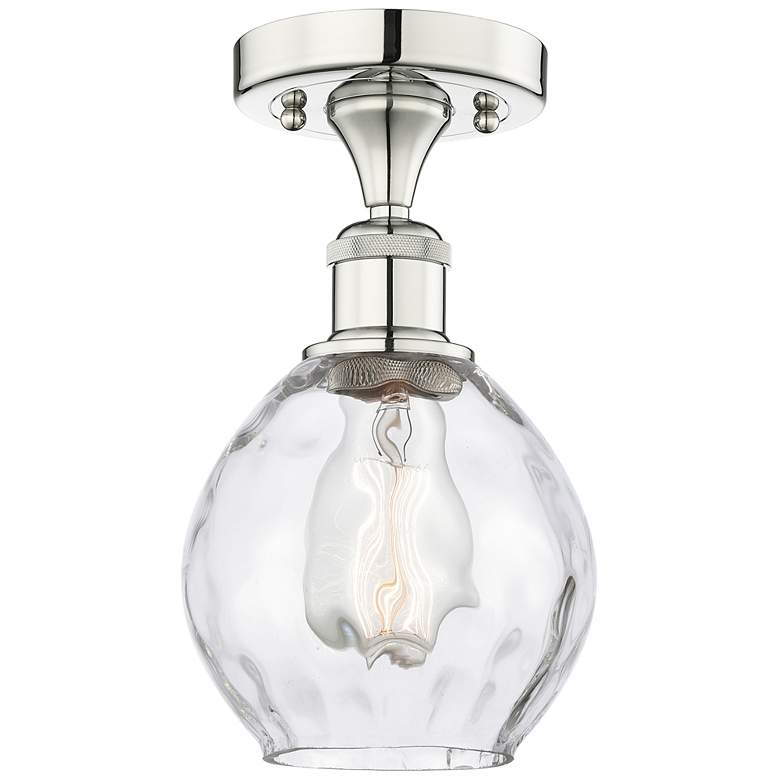 Image 1 Waverly 6" Wide Polished Nickel Semi.Flush Mount With Clear Glass Shad