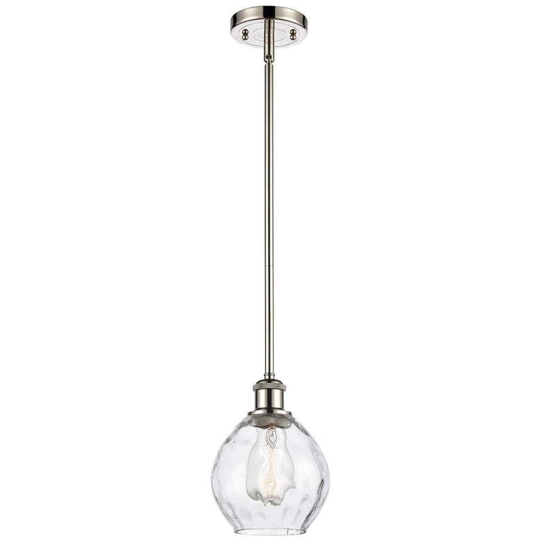 Image 1 Waverly 6" Wide Polished Nickel Stem Hung Mini Pendant w/ Clear Shade