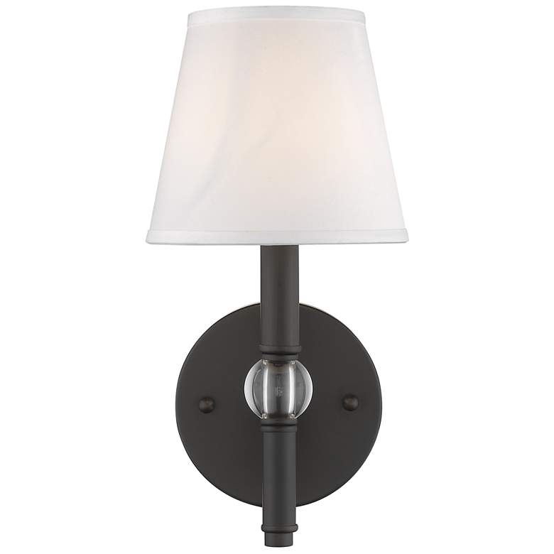 Image 1 Waverly 6 inch Wide Rubbed Bronze 1-Light Wall Sconce with Classic White