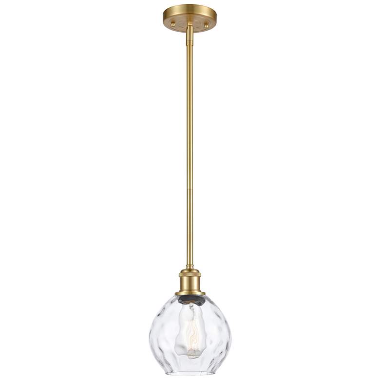 Image 1 Waverly 6" Wide Satin Gold Stem Hung Mini Pendant w/ Clear Shade