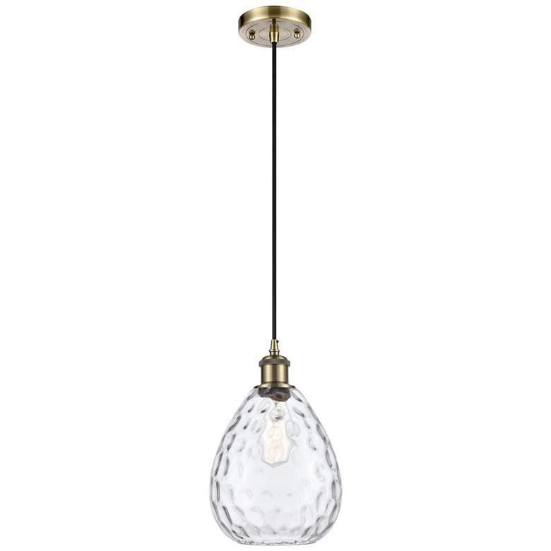 Image 1 Waverly 8" Wide Antique Brass Teardrop Mini Pendant