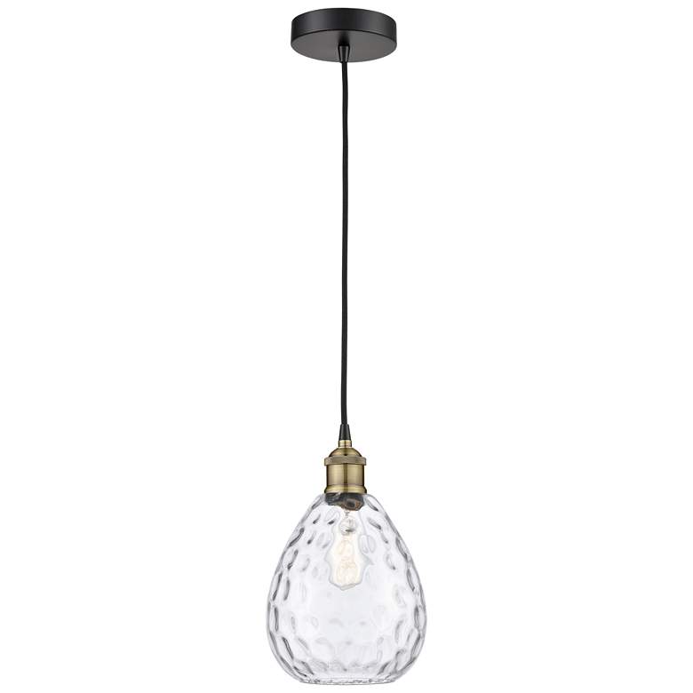 Image 1 Waverly 8 inch Wide Black Brass Corded Mini Pendant With Clear Shade