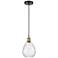 Waverly 8" Wide Black Brass Corded Mini Pendant With Clear Shade