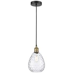 Waverly 8&quot; Wide Black Brass Corded Mini Pendant With Clear Shade