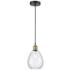 Waverly 8" Wide Black Brass Corded Mini Pendant With Clear Shade