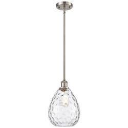 Waverly 8" LED Mini Pendant - Brushed Satin Nickel - Clear Shade