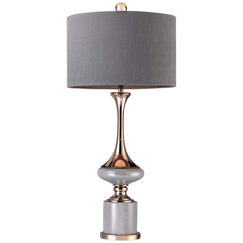 Image 1 Waverly Fluted Neck Gray and Gold Table Lamp