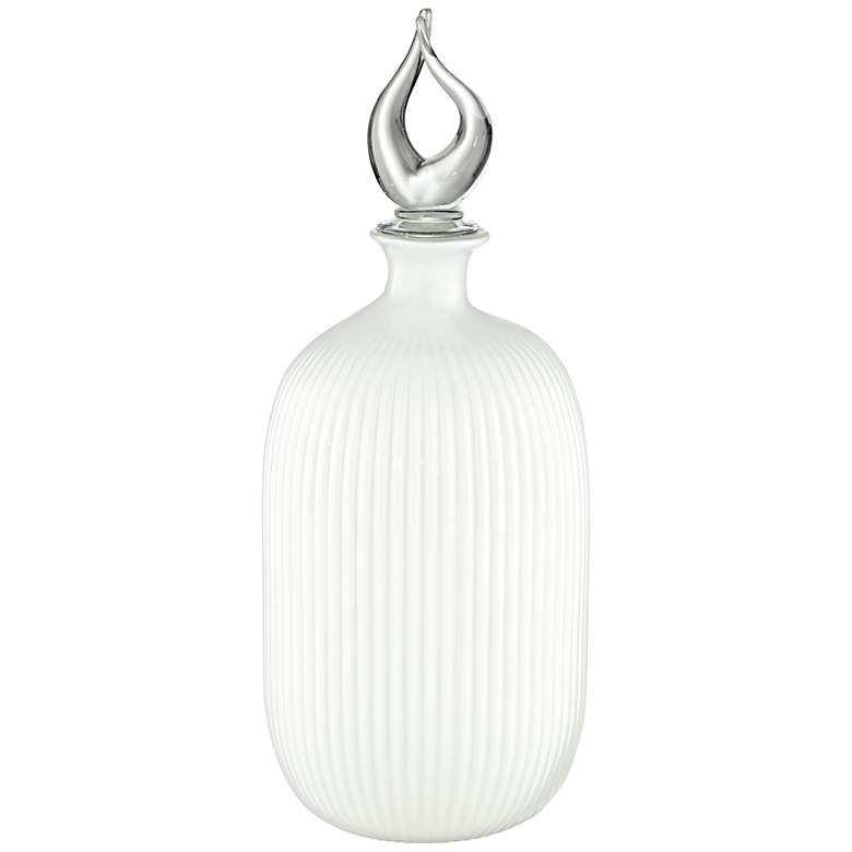 Image 1 Waverly Milky White 17 3/4 inchH Glass Bottle with Stopper