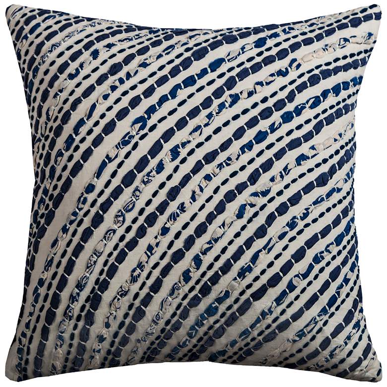 Image 1 Waverly Navy Diagonal Stripes 18 inch Square Throw Pillow