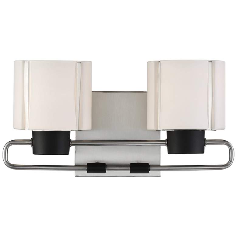 Image 2 Waverly Plaza 7 1/2 inch High Brushed Nickel 2-Light Wall Sconce