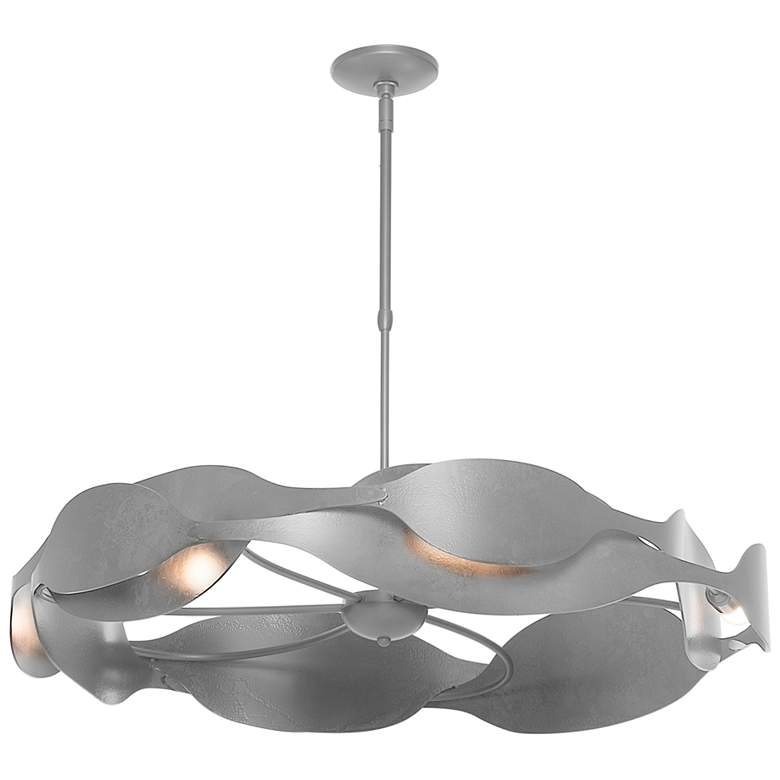 Image 1 Waves 34.2" Wide Vintage Platinum Pendant