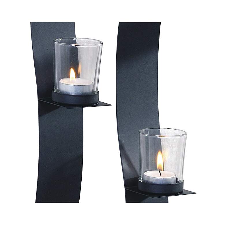 Image 3 Waves Black Wall Sconce Votive Candle Holders Set of 2 more views