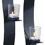 Waves Black Wall Sconce Votive Candle Holders Set of 2