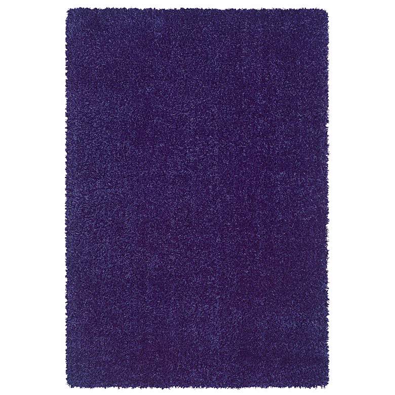 Image 1 Waves Collection Blue Shag 5&#39;3 inchx7&#39;6 inch Area Rug