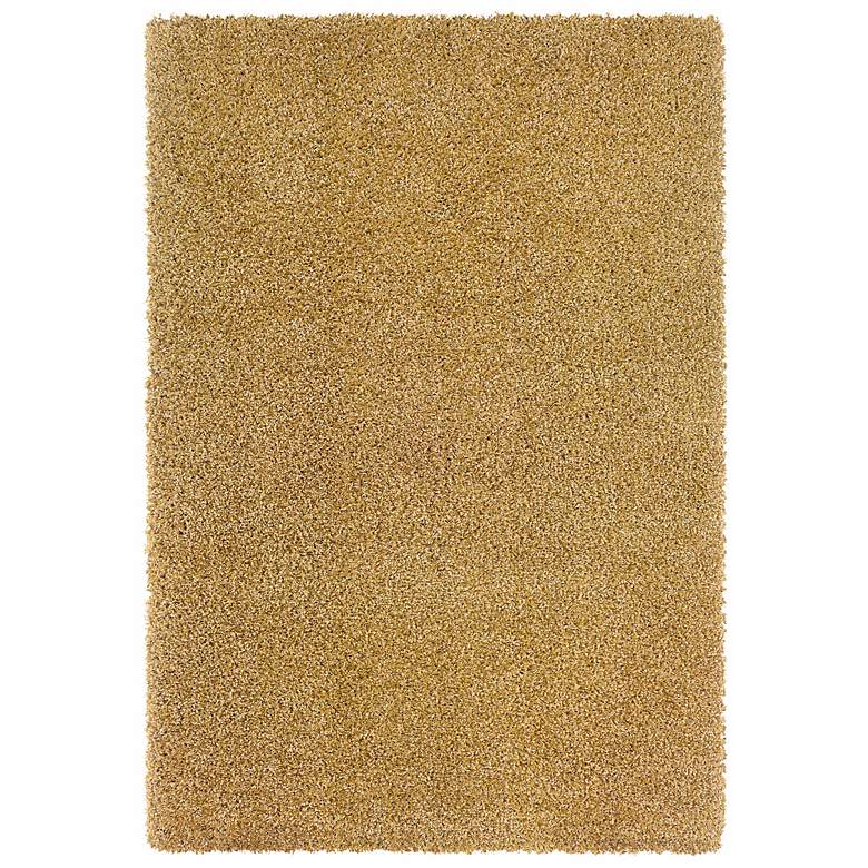 Image 1 Waves Collection Gold/Ivory Shag 5&#39;3 inchx7&#39;6 inch Area Rug