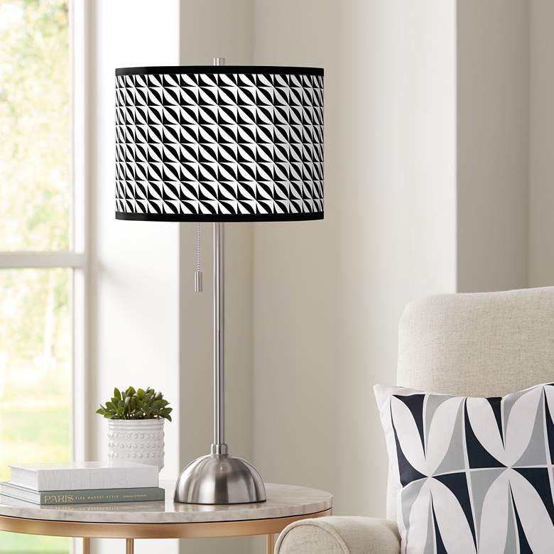 Image 1 Waves Giclee Brushed Nickel Table Lamp