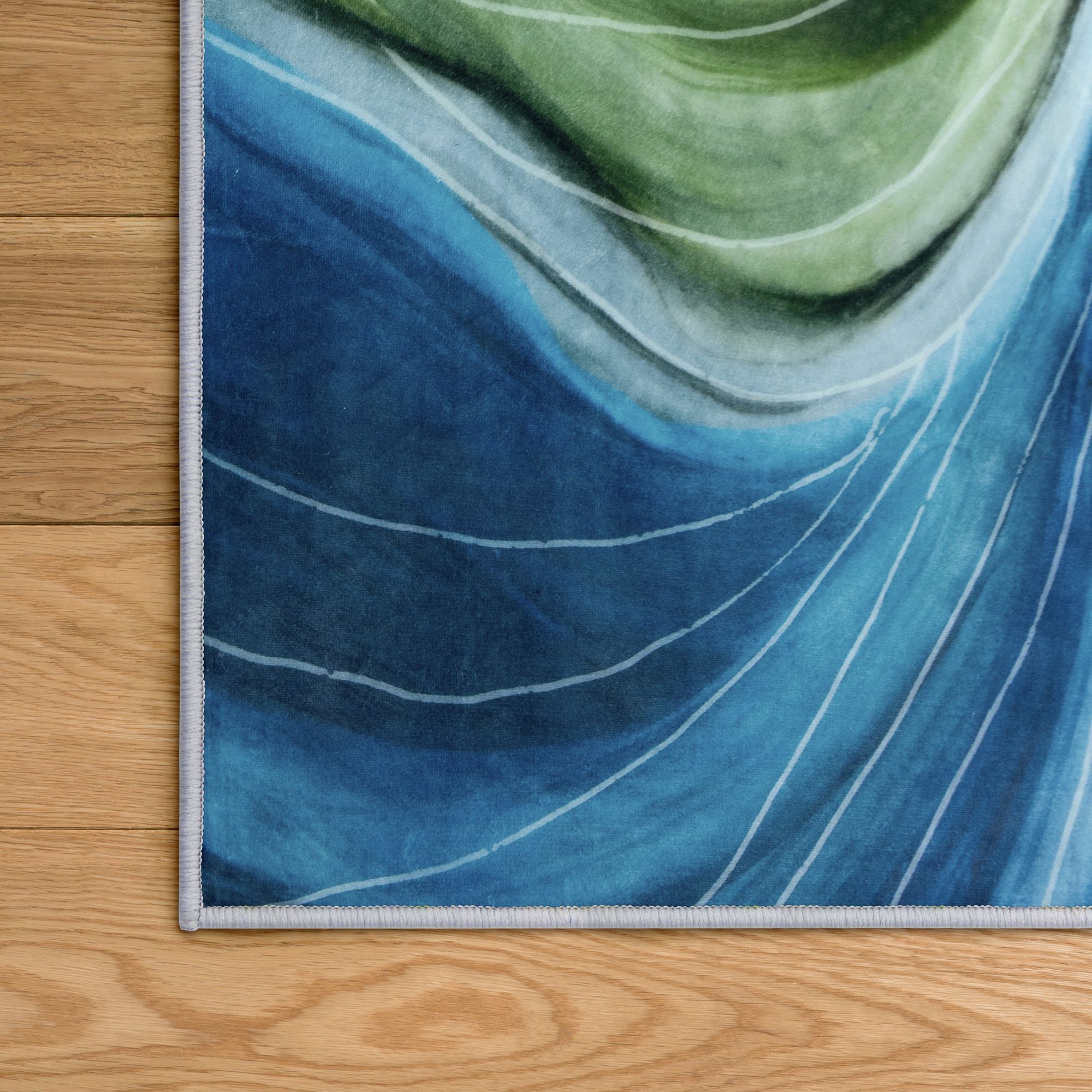 Image 3 Waves of Leaves Washable Art Area Rug size 8'x10' more views