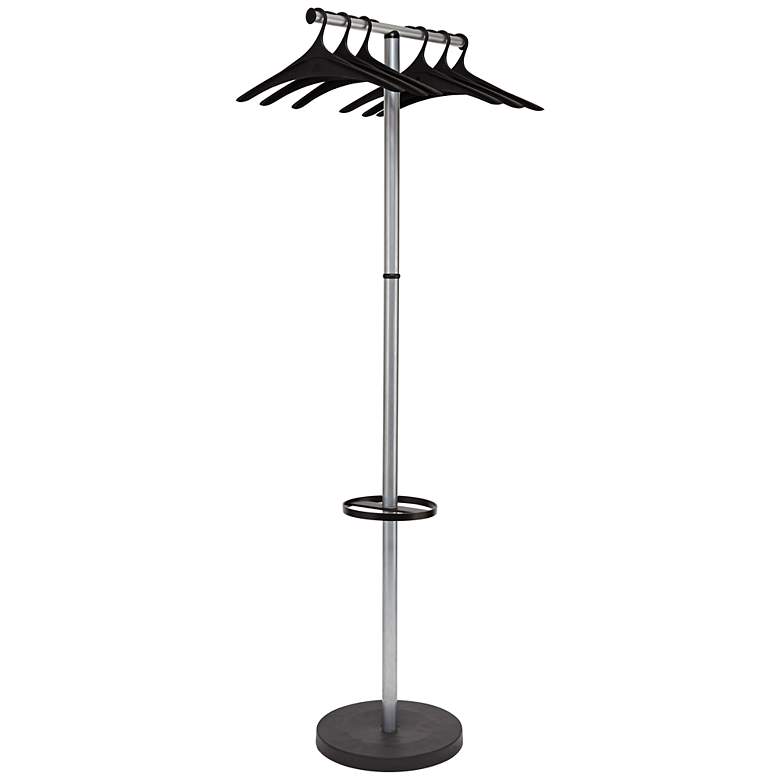 Image 1 Wavy 6-Hanger Black Coat Rack Umbrella Holder