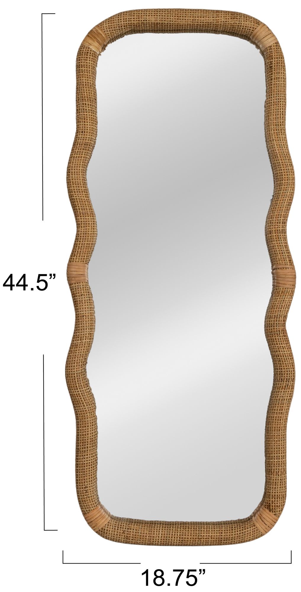 Image 4 Wavy Rectangle Handwoven Rattan Cane Wall Mirror, Natural more views