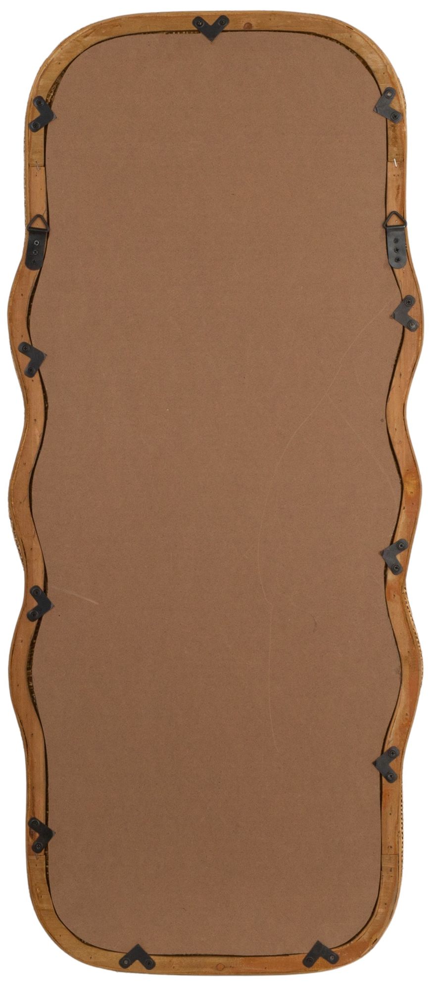 Wavy Rectangle Handwoven Rattan Cane Wall Mirror, Natural