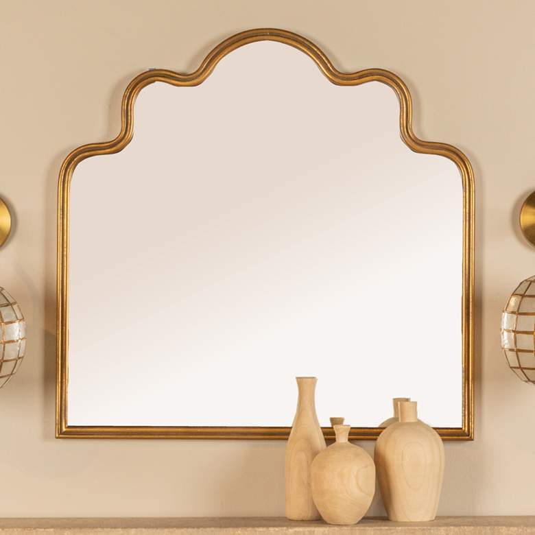 Image 1 Wavy Scalloped Arched Metal Framed Wall Mirror