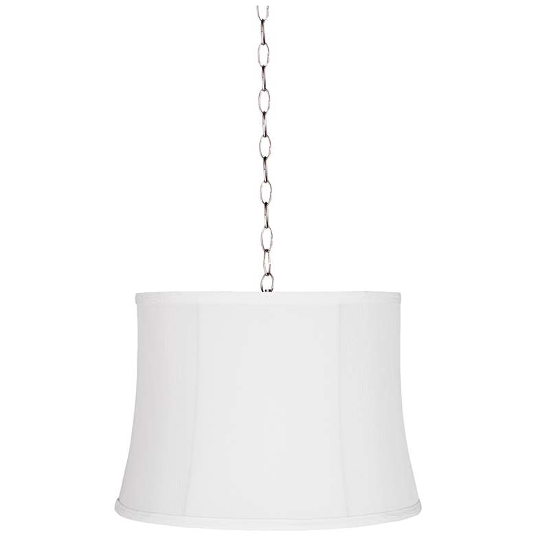 Image 1 Wavy White 16 inch Wide Brushed Steel Shaded Pendant Light