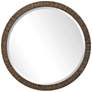Wayde Distressed Metallic Gold Wood 30" Round Wall Mirror in scene