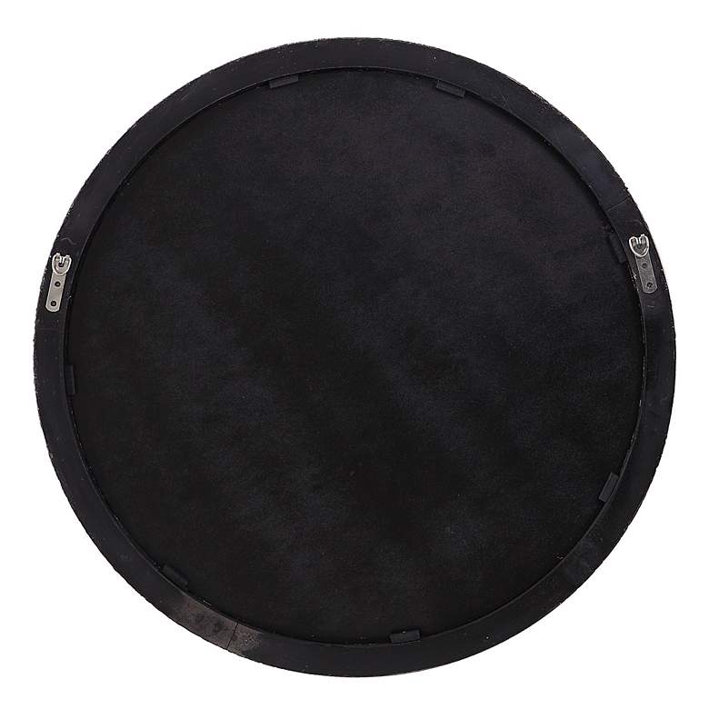 Image 7 Wayde Distressed Metallic Gold Wood 30" Round Wall Mirror more views