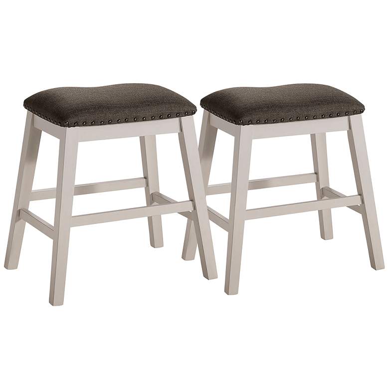 Image 2 Wayelon 24 1/2" Dark Gray Fabric Counter Stools Set of 2