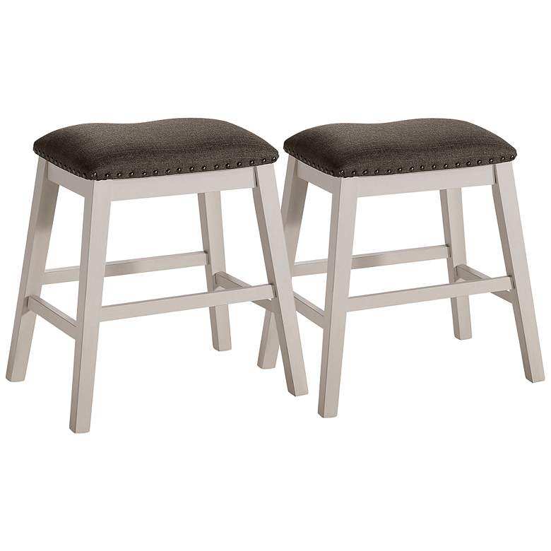 Image 2 Wayelon 24 1/2 inch Dark Gray Fabric Counter Stools Set of 2