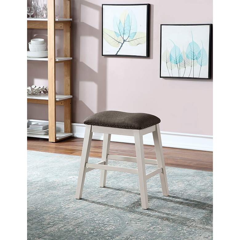 Image 5 Wayelon 24 1/2" Dark Gray Fabric Counter Stools Set of 2 more views