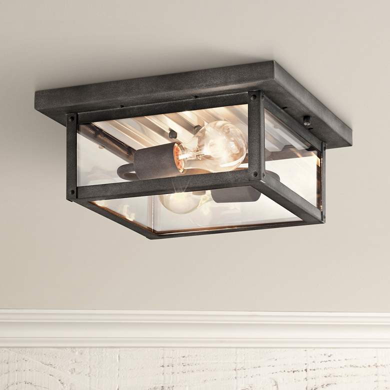 Image 1 Wayland 11 1/2 inch Wide Weathered Zinc Outdoor Ceiling Light