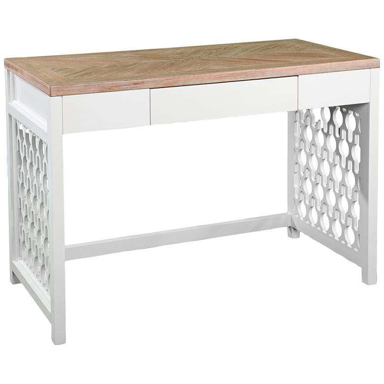 Image 2 Wayliff 43 inch Wide Natural and White 1-Drawer Writing Desk