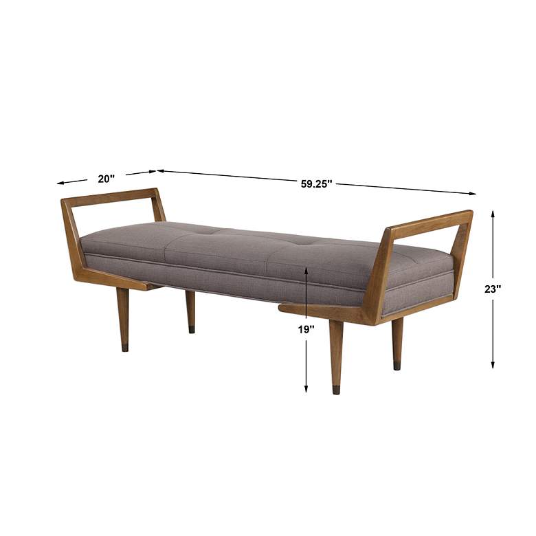 Image 6 Waylon 59" Wide Taupe Gray and Oak Modern Banquette Tufted Bench more views