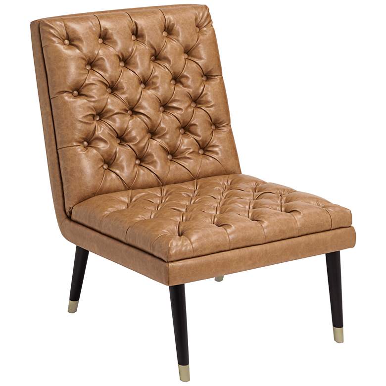 Image 1 Wayne Caramel Faux Leather Tufted Chair
