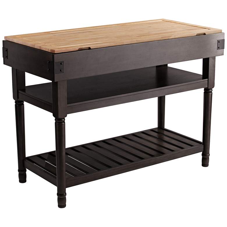 Image 2 Waysmere 47 3/4 inch Wide Gray 2-Shelf Stationary Kitchen Island