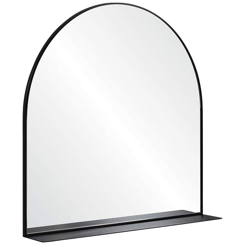Image 2 Wearstley Black Iron 35" x 35" Arch Shelf Wall Mirror